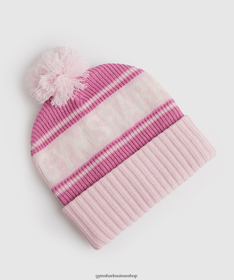 ch Gymshark unisexe bonnet à pompon fleur rose/rose doux/blanc 02FP6T1147 accessoires