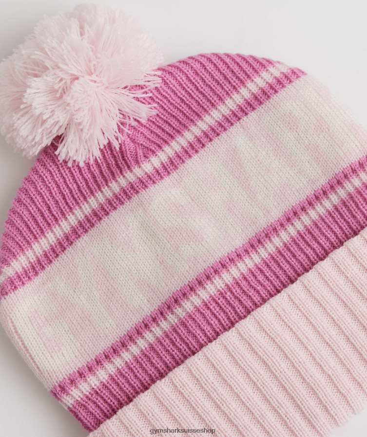 ch Gymshark unisexe bonnet à pompon fleur rose/rose doux/blanc 02FP6T1147 accessoires