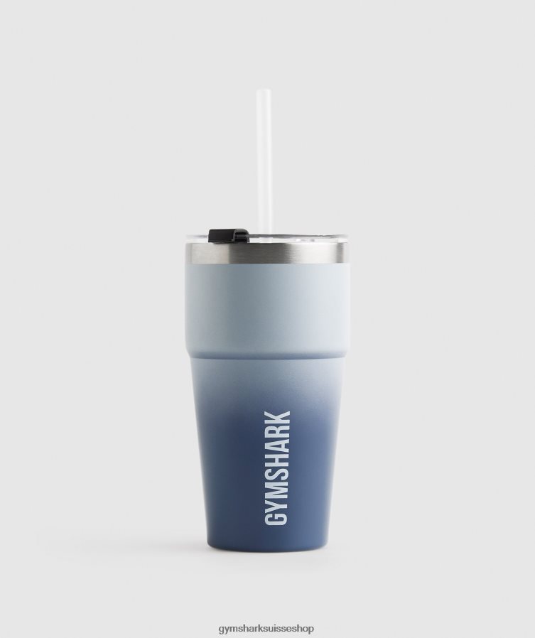 ch Gymshark unisexe tasse de paille isotherme gris pierre de rivière/bleu soir 02FP6T1117 accessoires