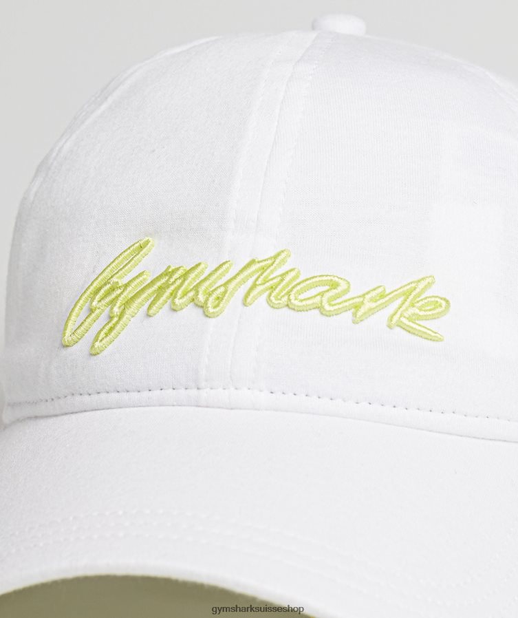 ch Gymshark unisexe casquette de baseball manuscrite blanc/vert luciole 02FP6T1123 accessoires
