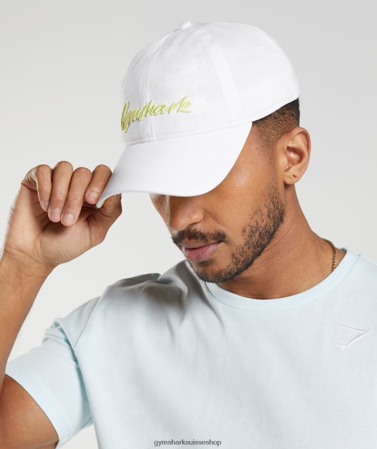 ch Gymshark unisexe casquette de baseball manuscrite blanc/vert luciole 02FP6T1123 accessoires