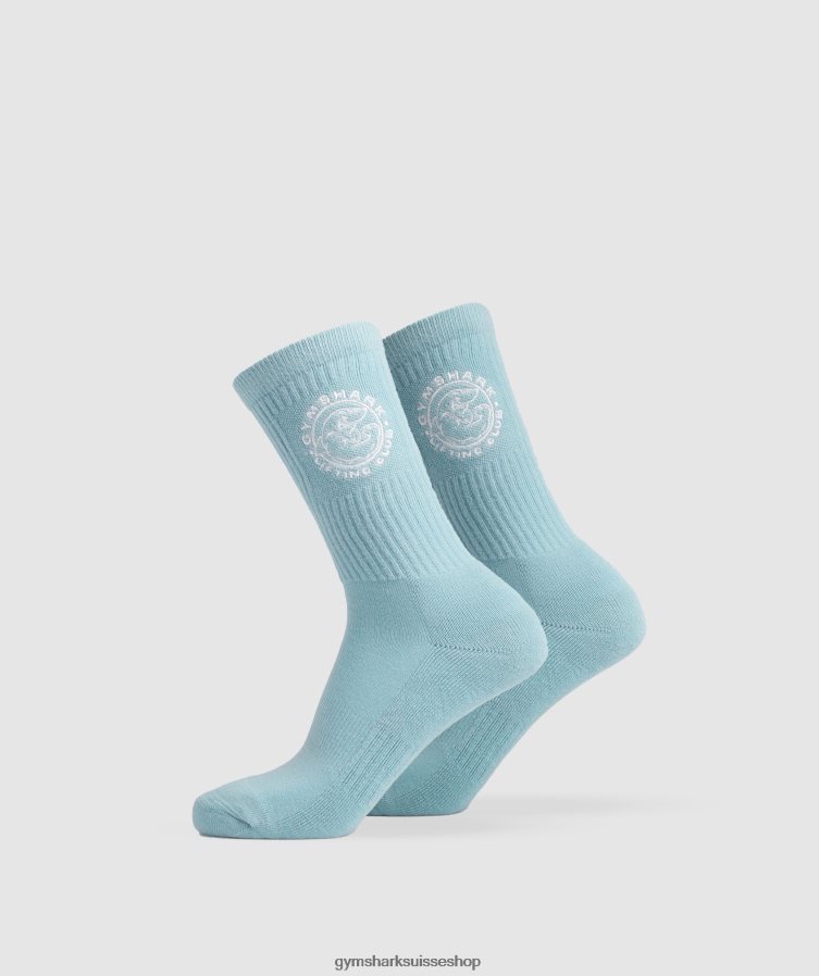 ch Gymshark unisexe Legacy crew chaussettes 2pk bleu iceberg/blanc 02FP6T1088 accessoires