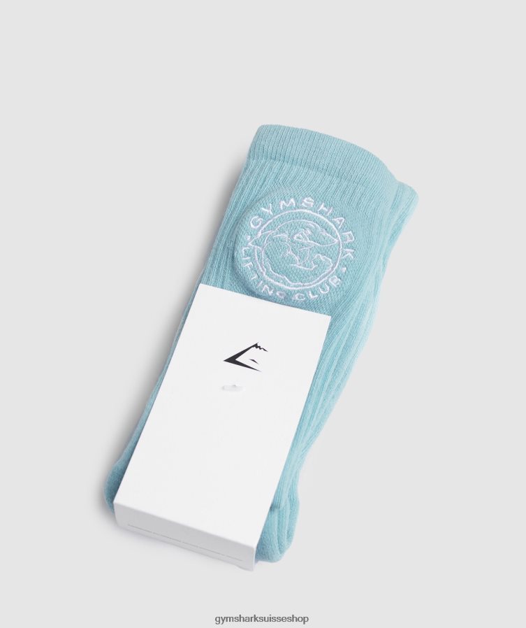 ch Gymshark unisexe Legacy crew chaussettes 2pk bleu iceberg/blanc 02FP6T1088 accessoires