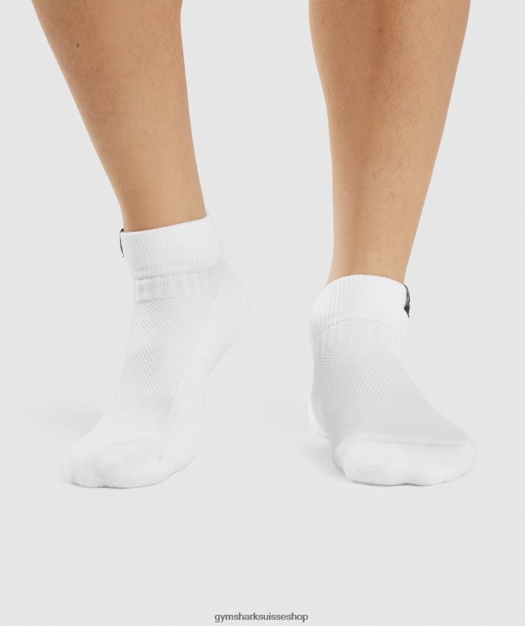 ch Gymshark unisexe Lot de 3 paires de chaussettes baskets à patte tissée blanc 02FP6T1102 accessoires