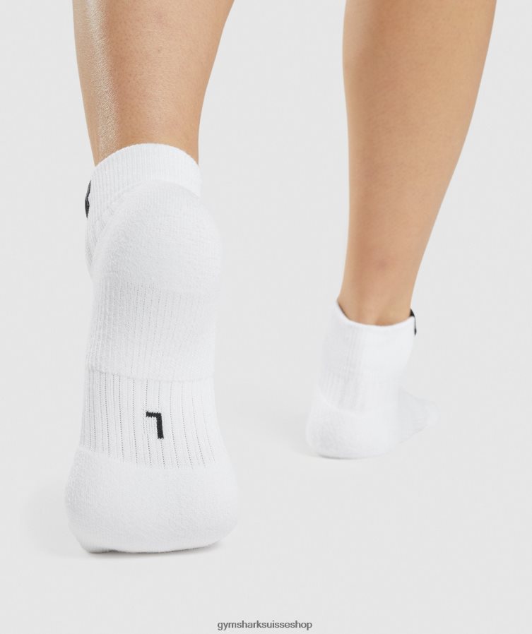 ch Gymshark unisexe Lot de 3 paires de chaussettes baskets à patte tissée blanc 02FP6T1102 accessoires