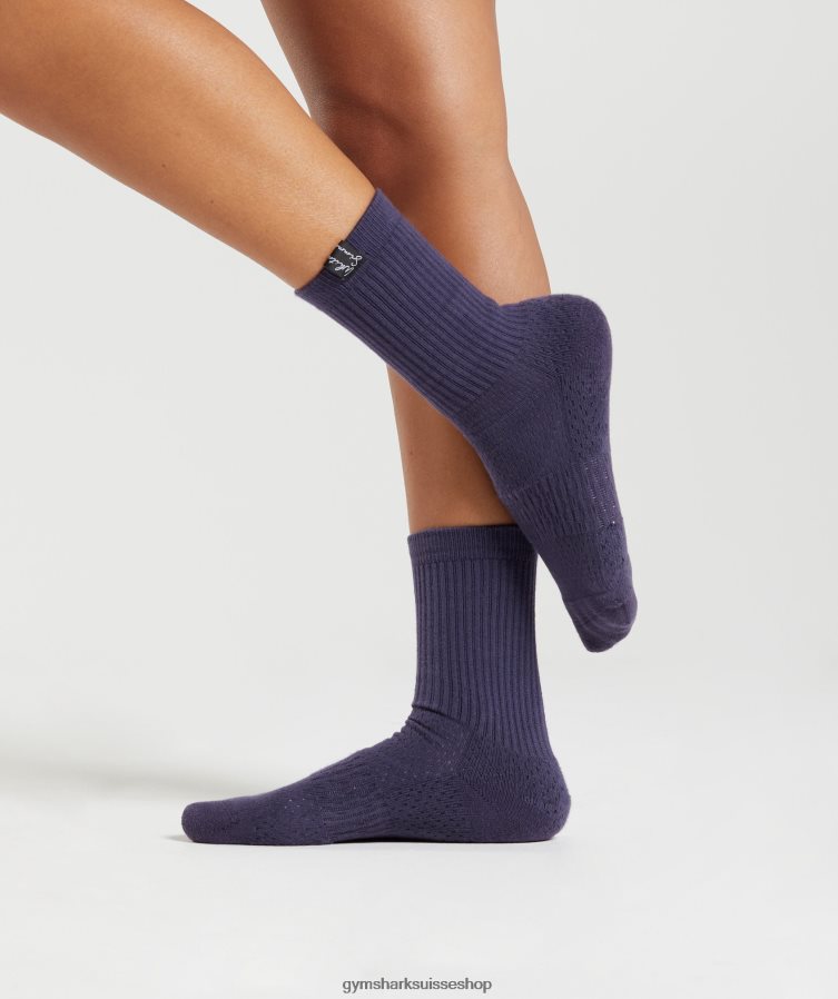 ch Gymshark unisexe Whitney Tab Crew Chaussettes 1pk marine indigo 02FP6T1096 accessoires