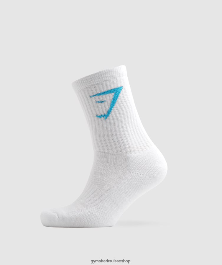 ch Gymshark unisexe chaussette d'équipage 1pk blanc bleu 02FP6T1085 accessoires