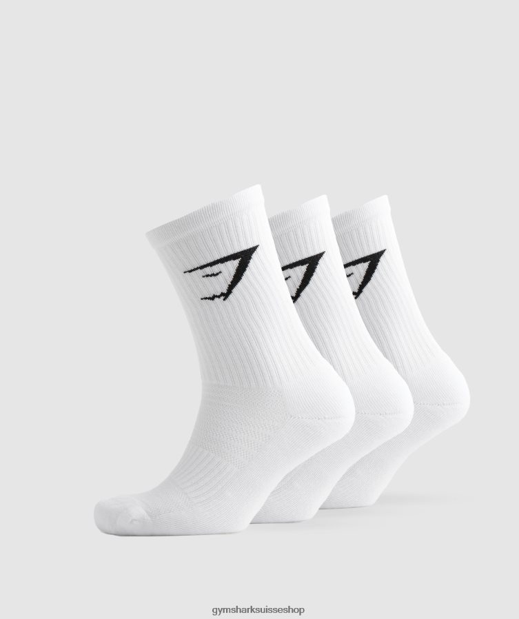 ch Gymshark unisexe chaussettes d'équipage 3pk blanc 02FP6T1095 accessoires