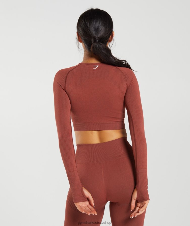 ch Gymshark femmes crop top 2.0 sans couture vital rouge brique chiné 02FP6T460 vêtements