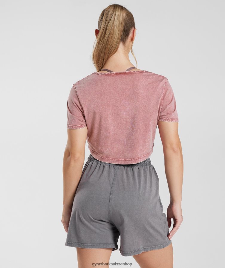 ch Gymshark femmes haut court hérité rose terre cuite/lavage à l\'acide 02FP6T502 vêtements