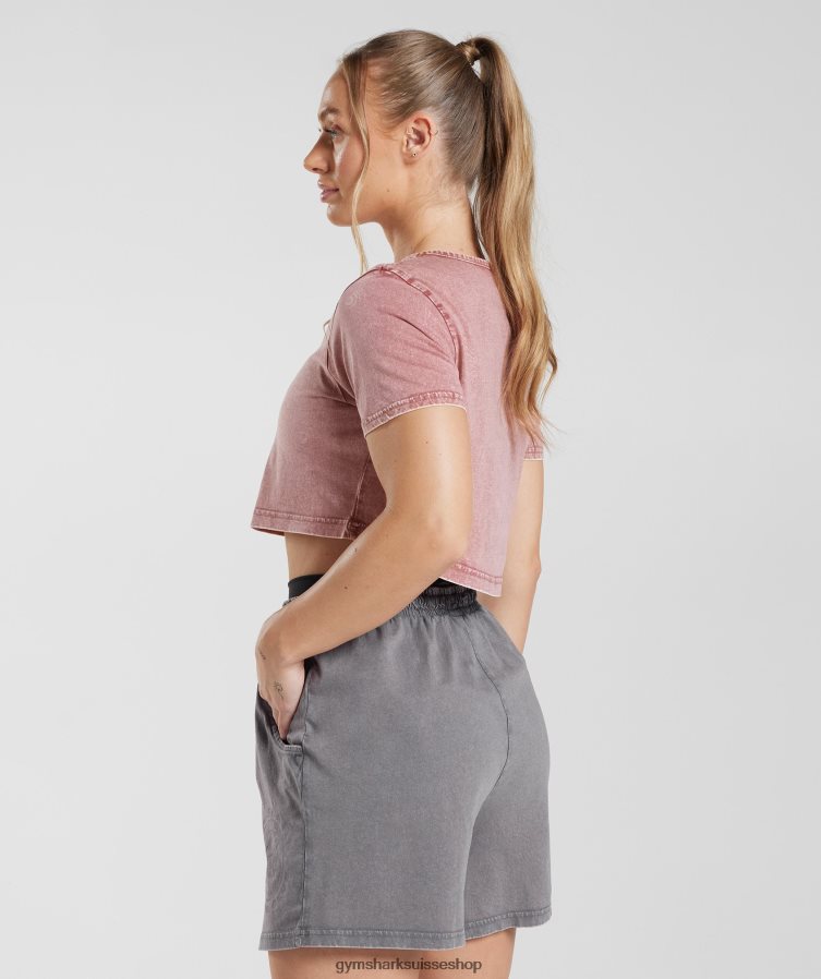 ch Gymshark femmes haut court hérité rose terre cuite/lavage à l\'acide 02FP6T502 vêtements