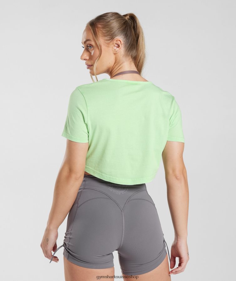 ch Gymshark femmes haut court hérité vert menthe fraîche/lavage acide 02FP6T503 vêtements