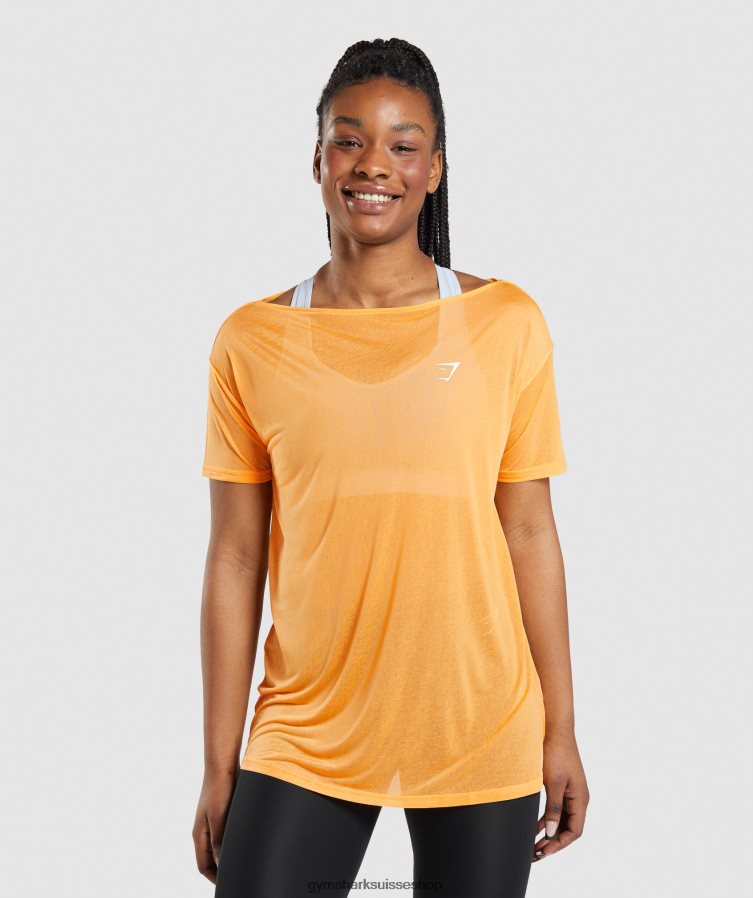 ch Gymshark femmes haut d'entraînement oversize abricot orange 02FP6T483 vêtements