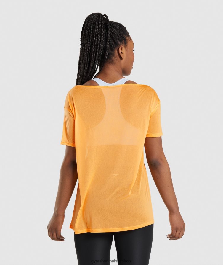 ch Gymshark femmes haut d\'entraînement oversize abricot orange 02FP6T483 vêtements