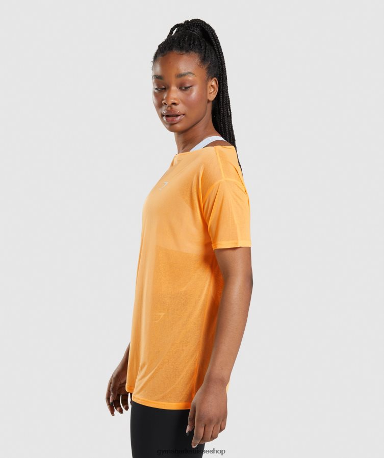 ch Gymshark femmes haut d\'entraînement oversize abricot orange 02FP6T483 vêtements