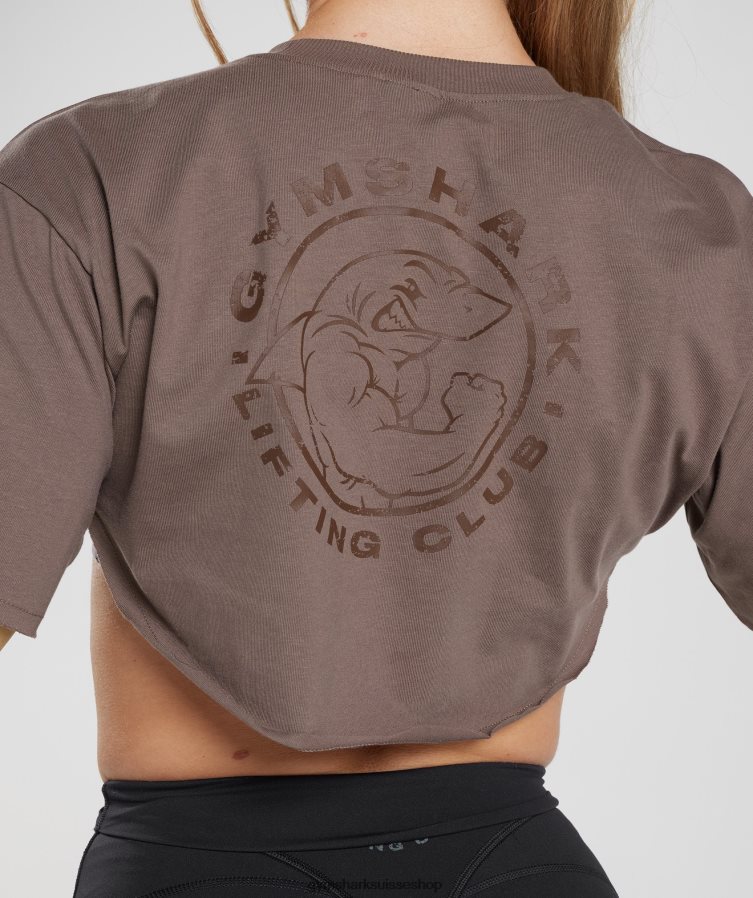 ch Gymshark femmes haut à haussement d\'épaules hérité brun truffe 02FP6T495 vêtements