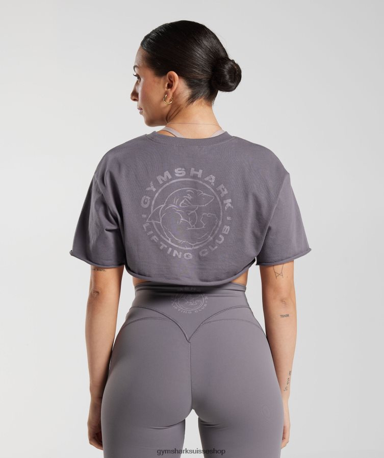 ch Gymshark femmes haut à haussement d\'épaules hérité gris titane 02FP6T494 vêtements