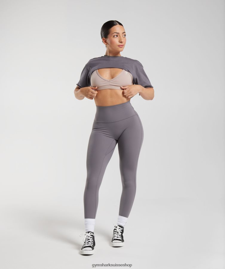 ch Gymshark femmes haut à haussement d\'épaules hérité gris titane 02FP6T494 vêtements