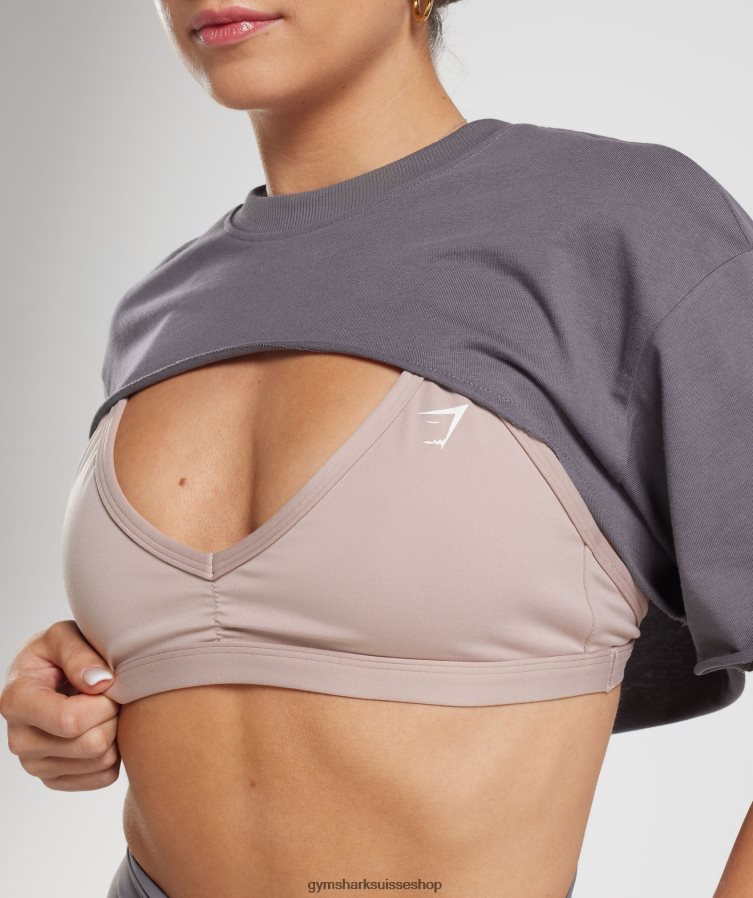 ch Gymshark femmes haut à haussement d\'épaules hérité gris titane 02FP6T494 vêtements