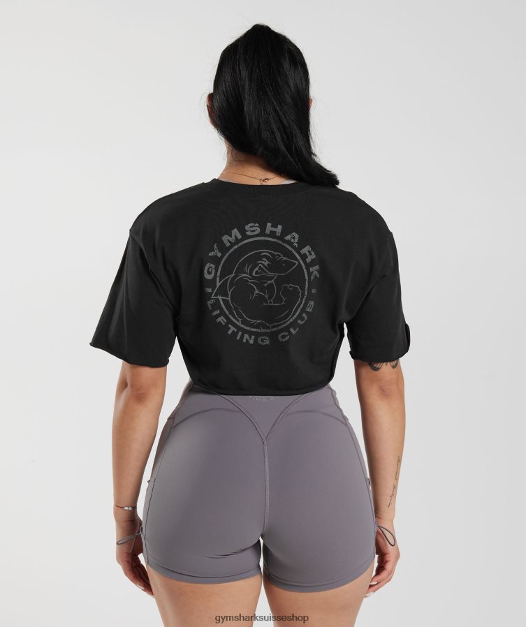 ch Gymshark femmes haut à haussement d\'épaules hérité noir 02FP6T496 vêtements