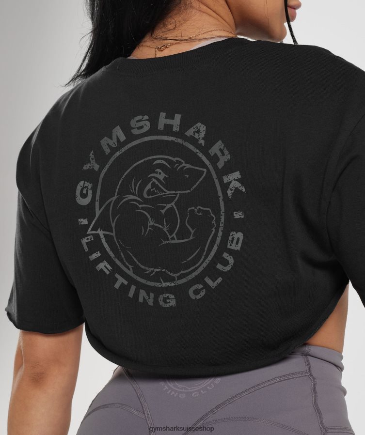 ch Gymshark femmes haut à haussement d\'épaules hérité noir 02FP6T496 vêtements