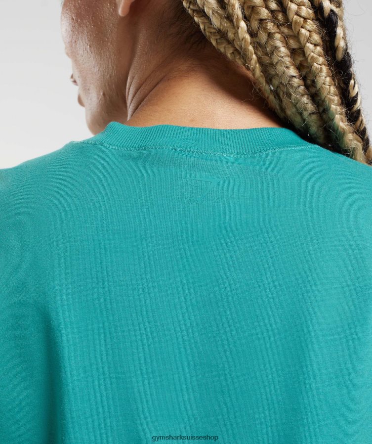 ch Gymshark femmes top court en coton bijou vert 02FP6T450 vêtements