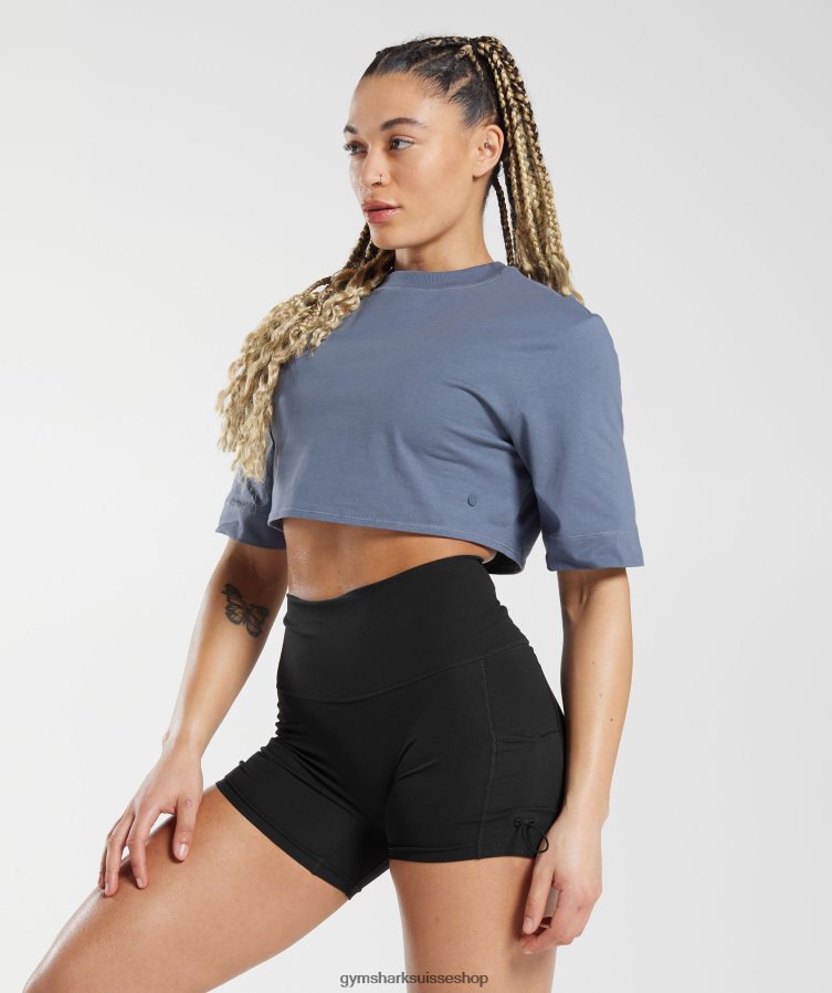 ch Gymshark femmes top court en coton bleu du soir 02FP6T455 vêtements