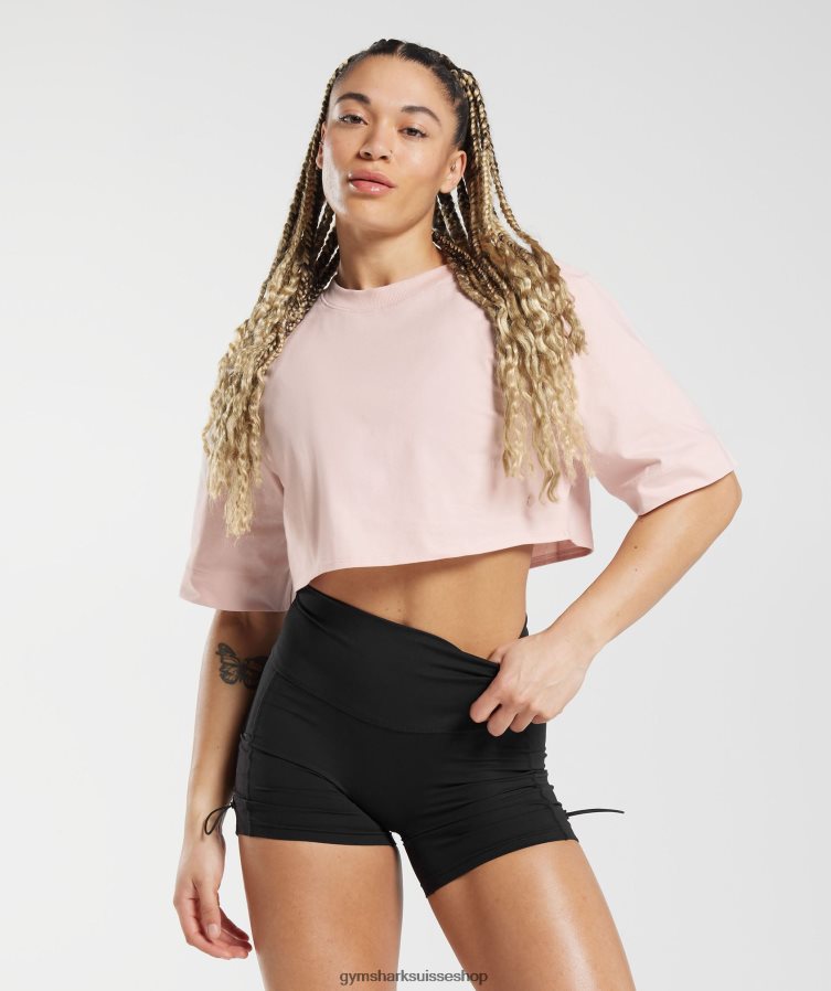 ch Gymshark femmes top court en coton rose brumeux 02FP6T463 vêtements