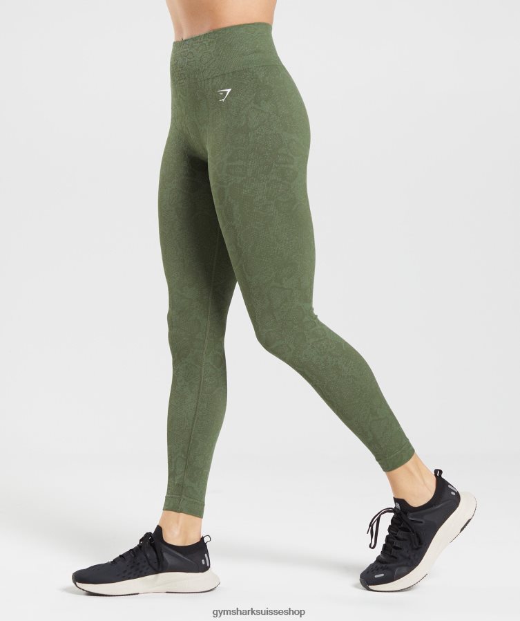 ch Gymshark femmes adapter des leggings sans couture pour animaux vert saule/noyau d\'olive 02FP6T271 vêtements