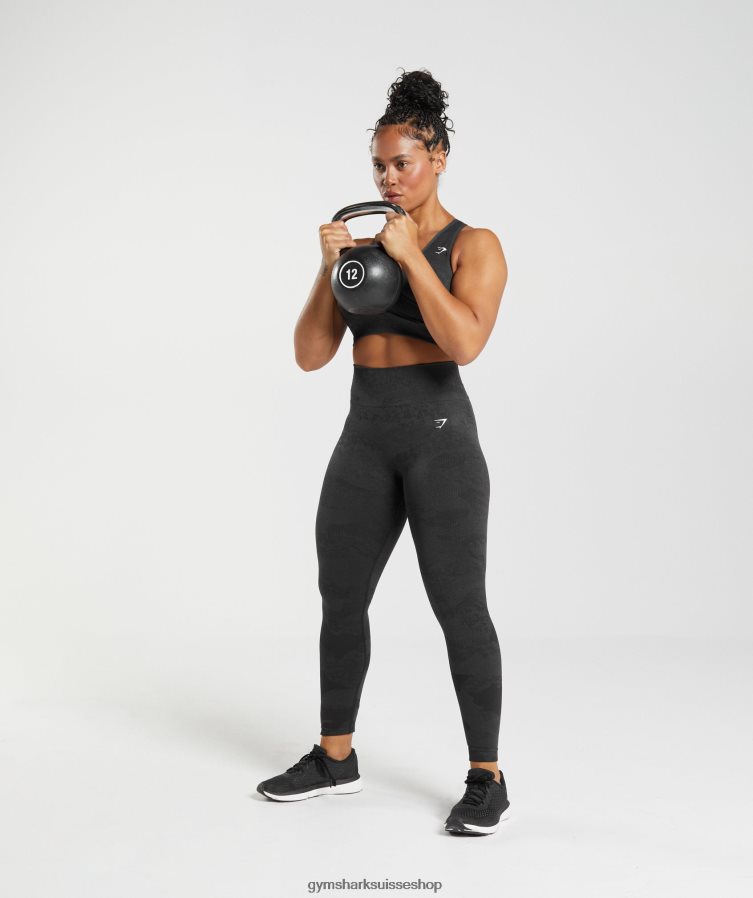 ch Gymshark femmes adapter le legging sans couture camouflage noir/gris onyx 02FP6T301 vêtements