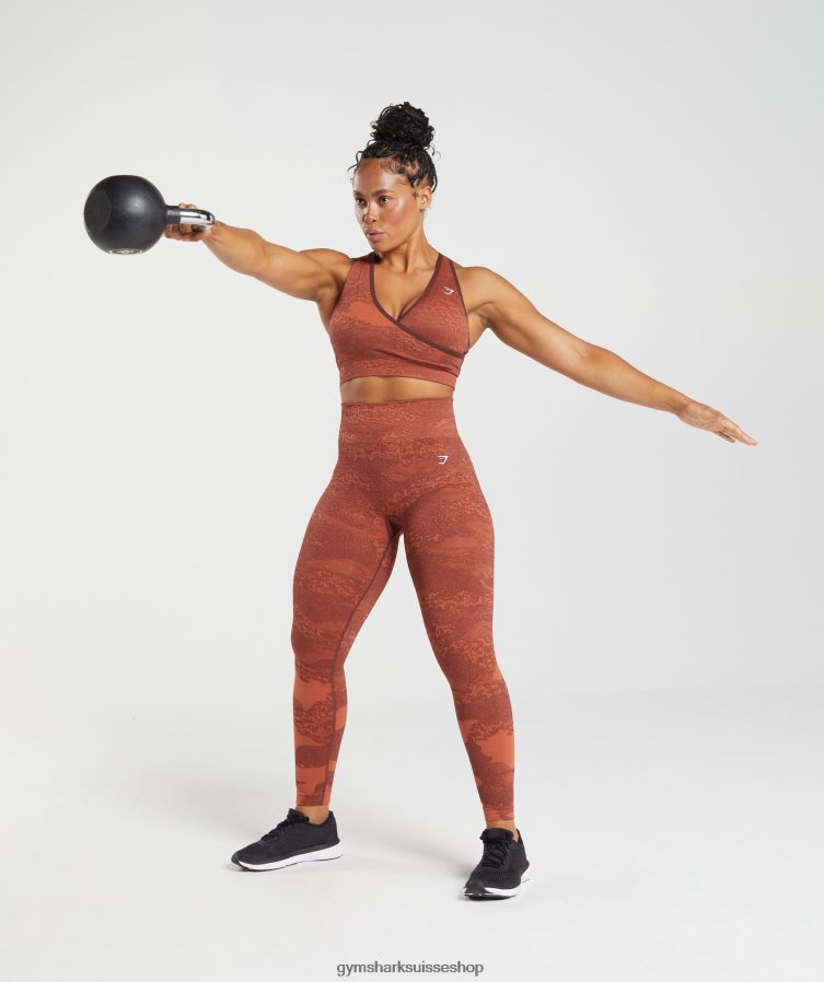 ch Gymshark femmes adapter le legging sans couture camouflage rouge orage/brun cerise 02FP6T305 vêtements