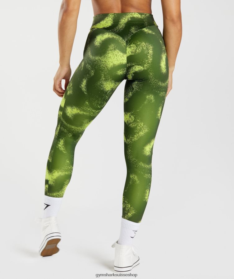 ch Gymshark femmes legging gs power original imprimé olive mousse 02FP6T293 vêtements