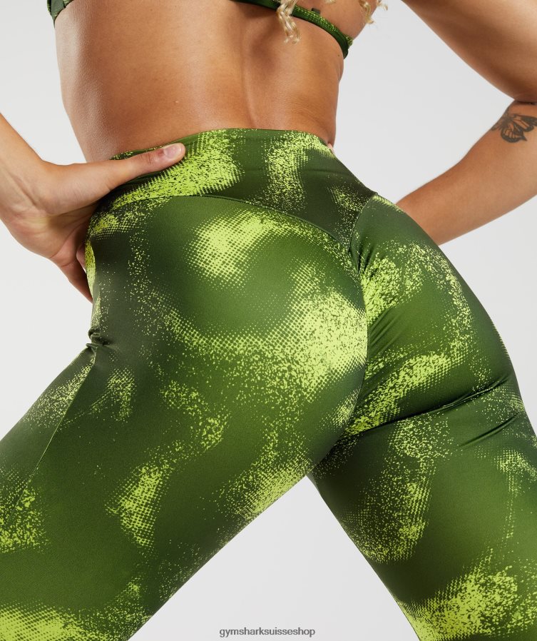 ch Gymshark femmes legging gs power original imprimé olive mousse 02FP6T293 vêtements