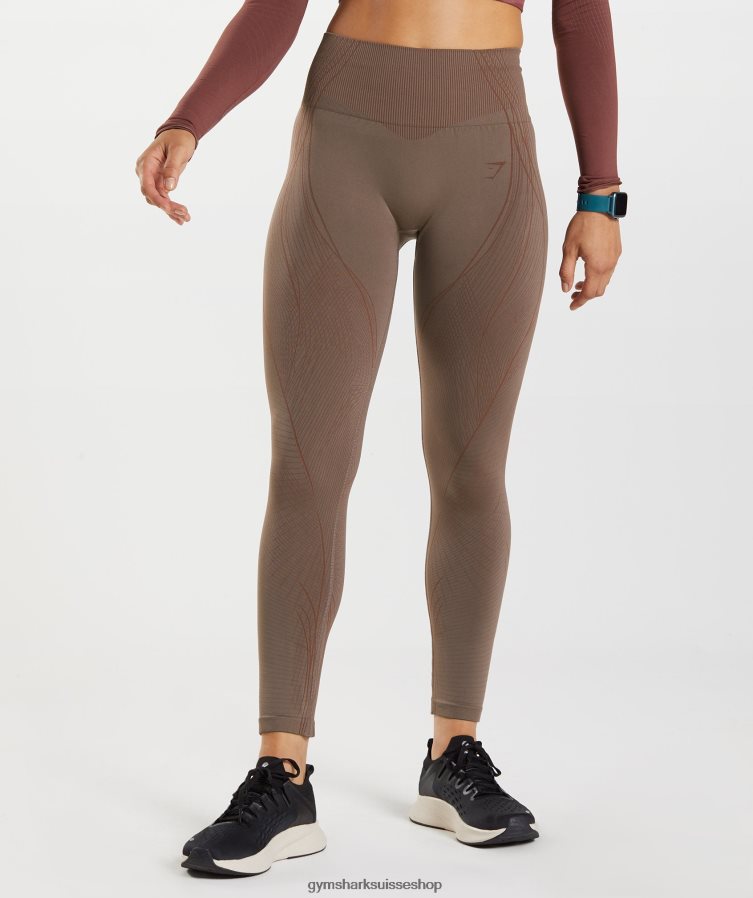 ch Gymshark femmes legging sans couture apex marron truffe/marron cerise 02FP6T314 vêtements