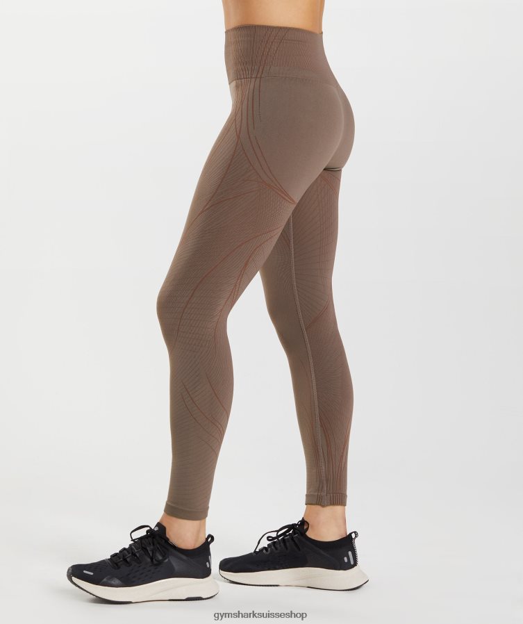 ch Gymshark femmes legging sans couture apex marron truffe/marron cerise 02FP6T314 vêtements