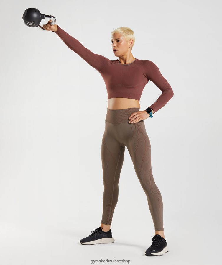 ch Gymshark femmes legging sans couture apex marron truffe/marron cerise 02FP6T314 vêtements