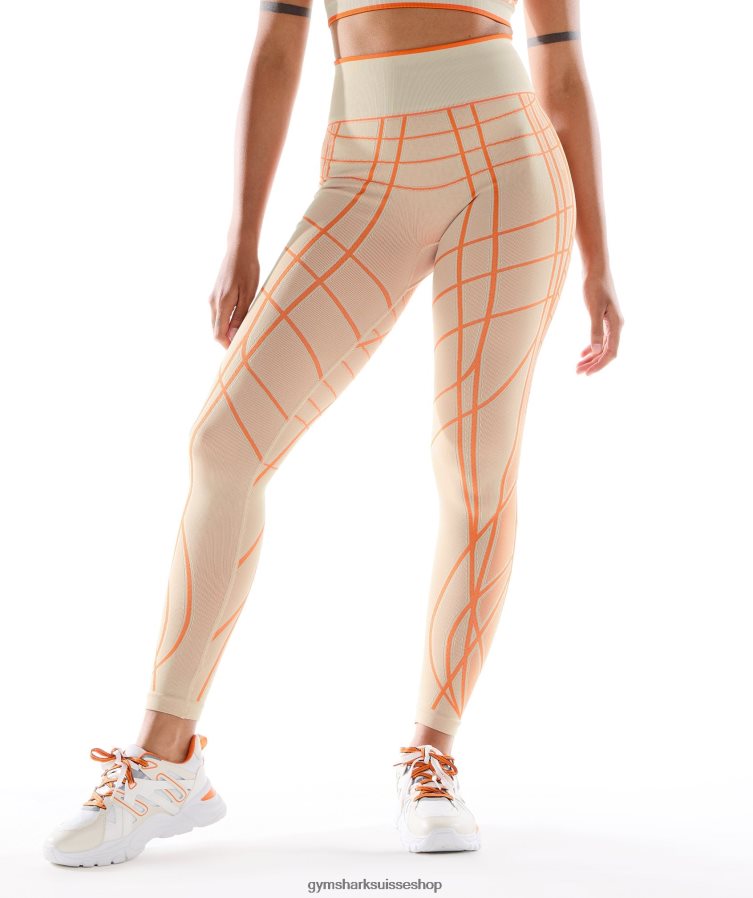 ch Gymshark femmes legging sans couture linéaire wtflex gris galet/orange/blanc coco 02FP6T324 vêtements