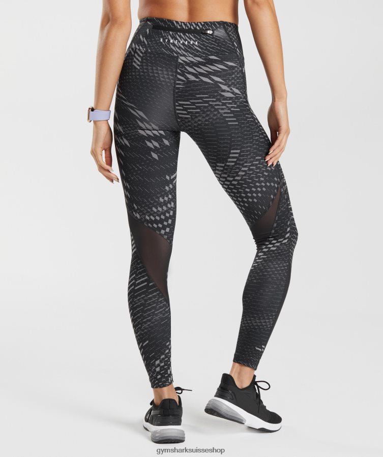 ch Gymshark femmes leggings de course sportive impression noire 02FP6T328 vêtements