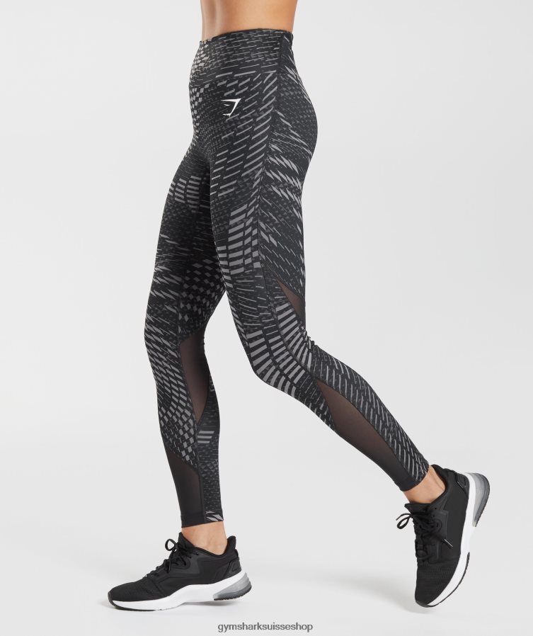 ch Gymshark femmes leggings de course sportive impression noire 02FP6T328 vêtements