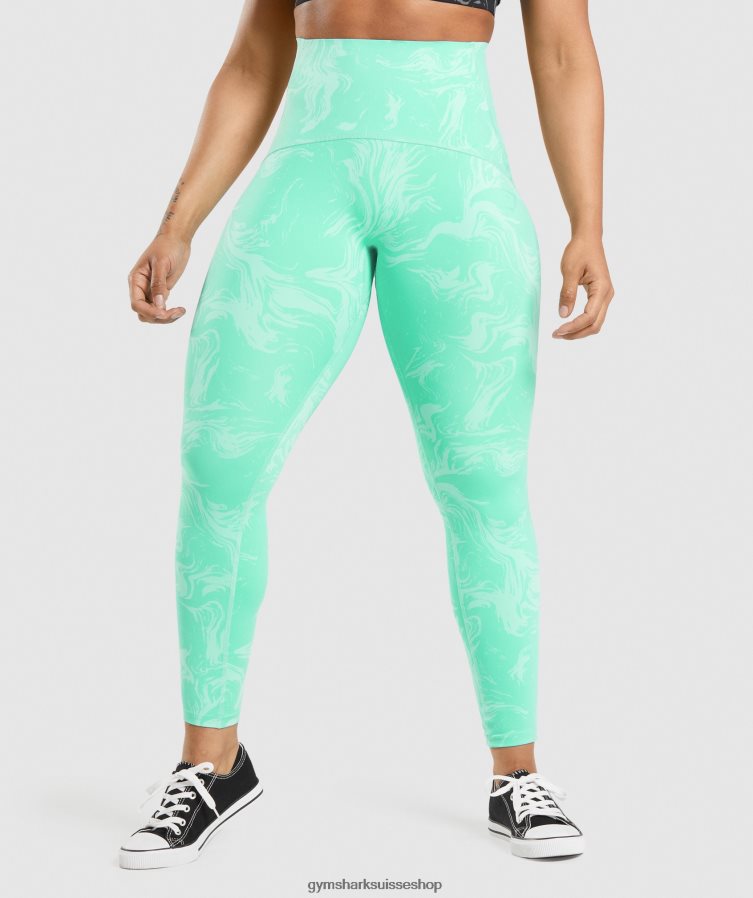 ch Gymshark femmes leggings de soutien à la taille imprimé turquoise vif 02FP6T327 vêtements
