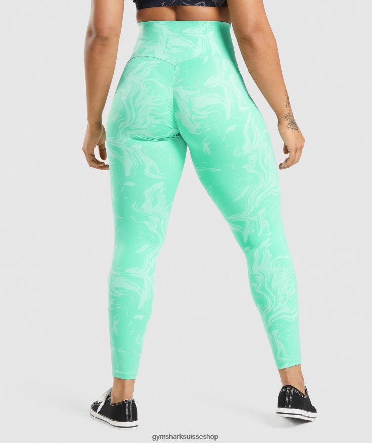ch Gymshark femmes leggings de soutien à la taille imprimé turquoise vif 02FP6T327 vêtements