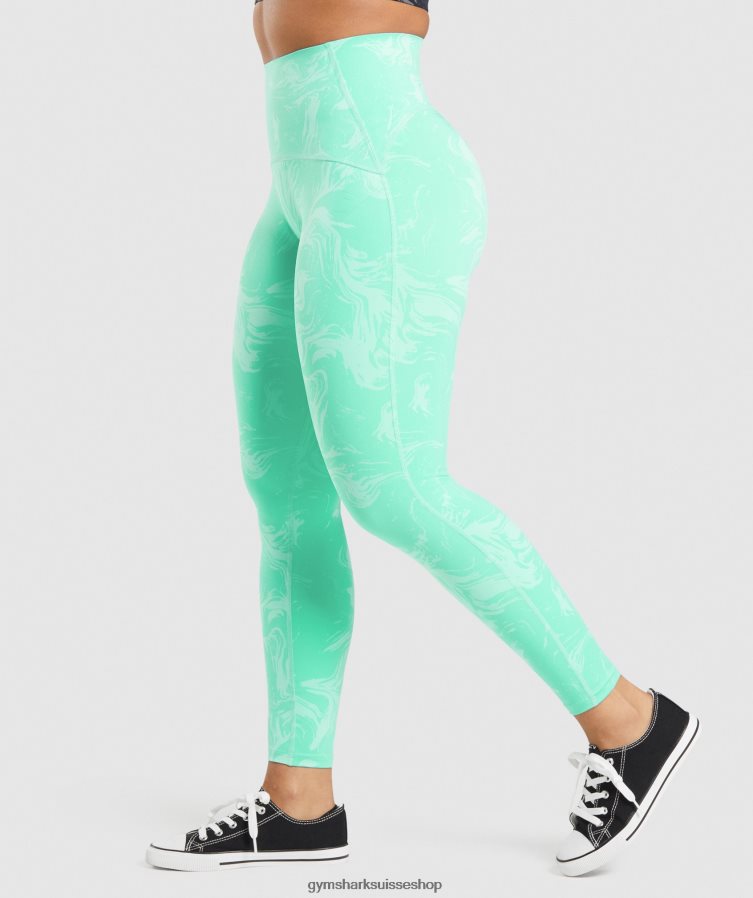 ch Gymshark femmes leggings de soutien à la taille imprimé turquoise vif 02FP6T327 vêtements