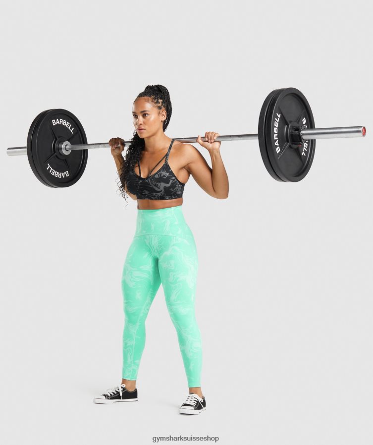 ch Gymshark femmes leggings de soutien à la taille imprimé turquoise vif 02FP6T327 vêtements