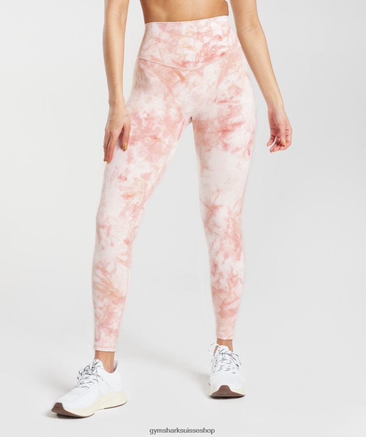 ch Gymshark femmes leggings à teinture en aérosol blanc/rose brumeux/rose scandinave 02FP6T266 vêtements