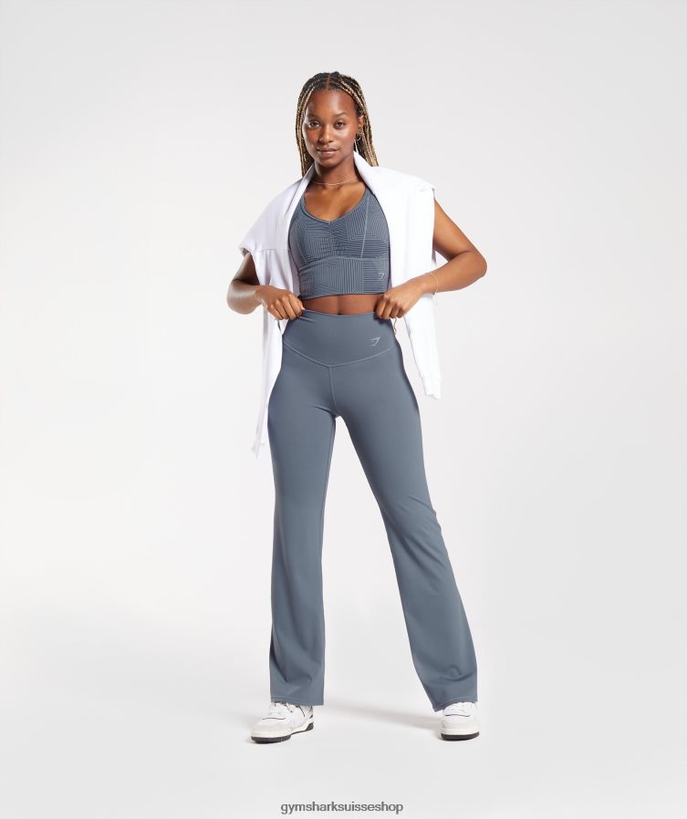 ch Gymshark femmes leggings évasés surélevés bleu du soir 02FP6T261 vêtements