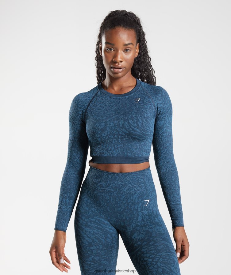ch Gymshark femmes adapt animal haut sans coutures à lacets dans le dos sauvage | marine 02FP6T459 vêtements