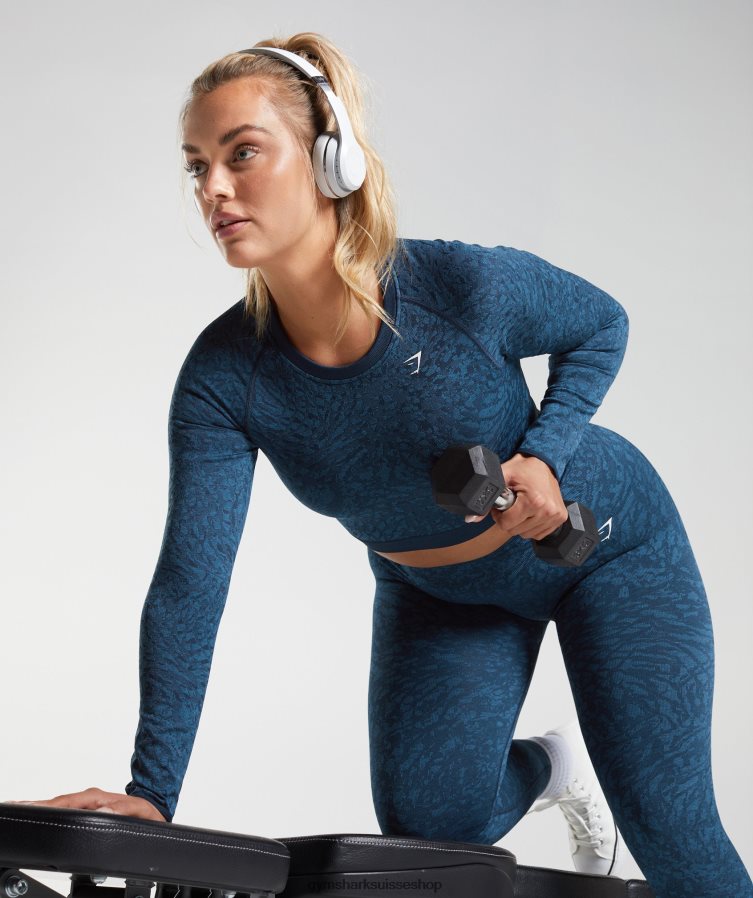 ch Gymshark femmes adapt animal haut sans coutures à lacets dans le dos sauvage | marine 02FP6T459 vêtements