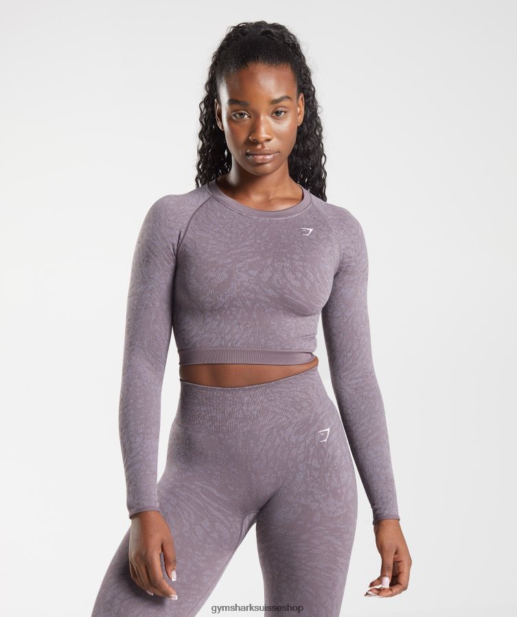 ch Gymshark femmes adapt animal haut sans coutures à lacets dans le dos sauvage | musc lilas 02FP6T453 vêtements