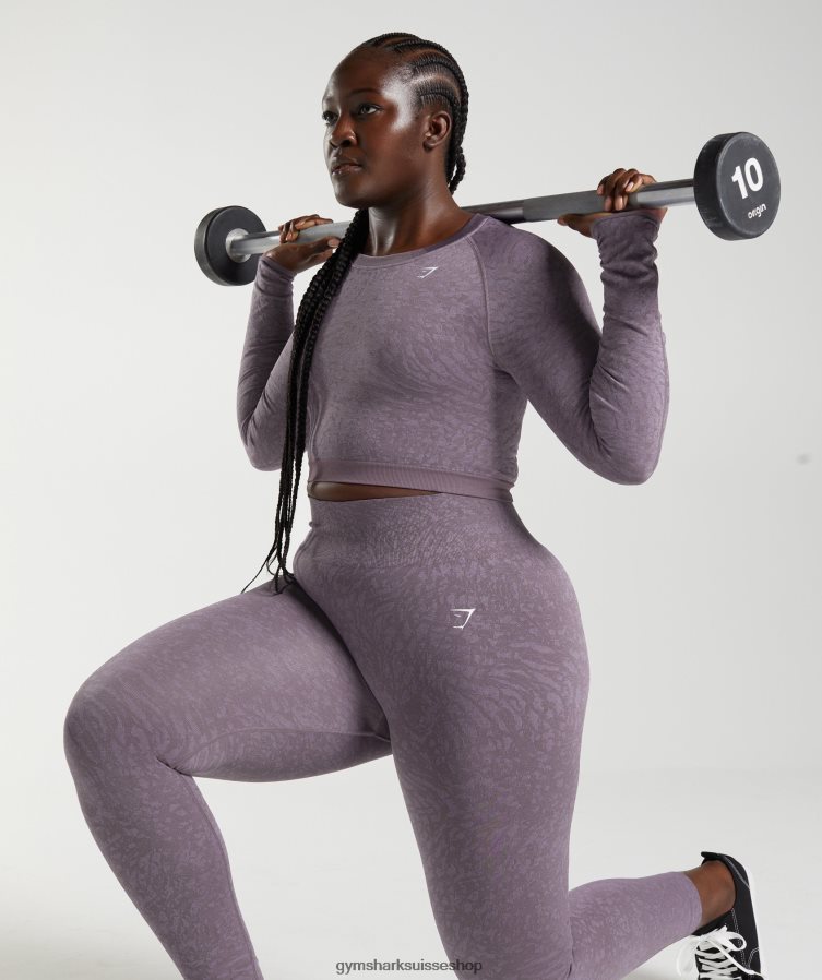 ch Gymshark femmes adapt animal haut sans coutures à lacets dans le dos sauvage | musc lilas 02FP6T453 vêtements