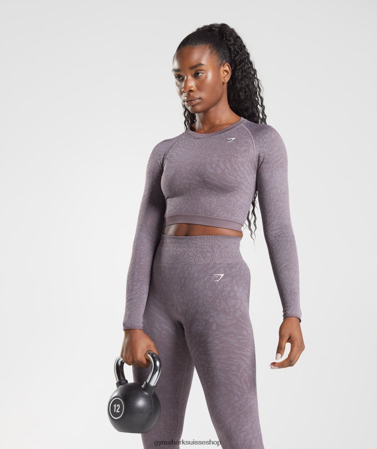 ch Gymshark femmes adapt animal haut sans coutures à lacets dans le dos sauvage | musc lilas 02FP6T453 vêtements